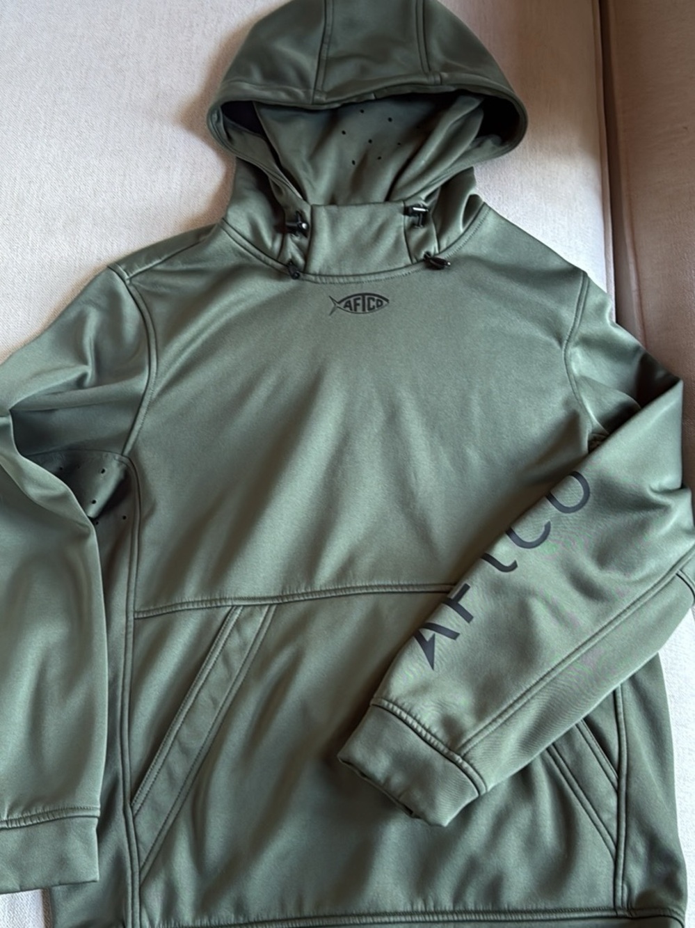AFTCO Olive Green Performance Hooded Pullover